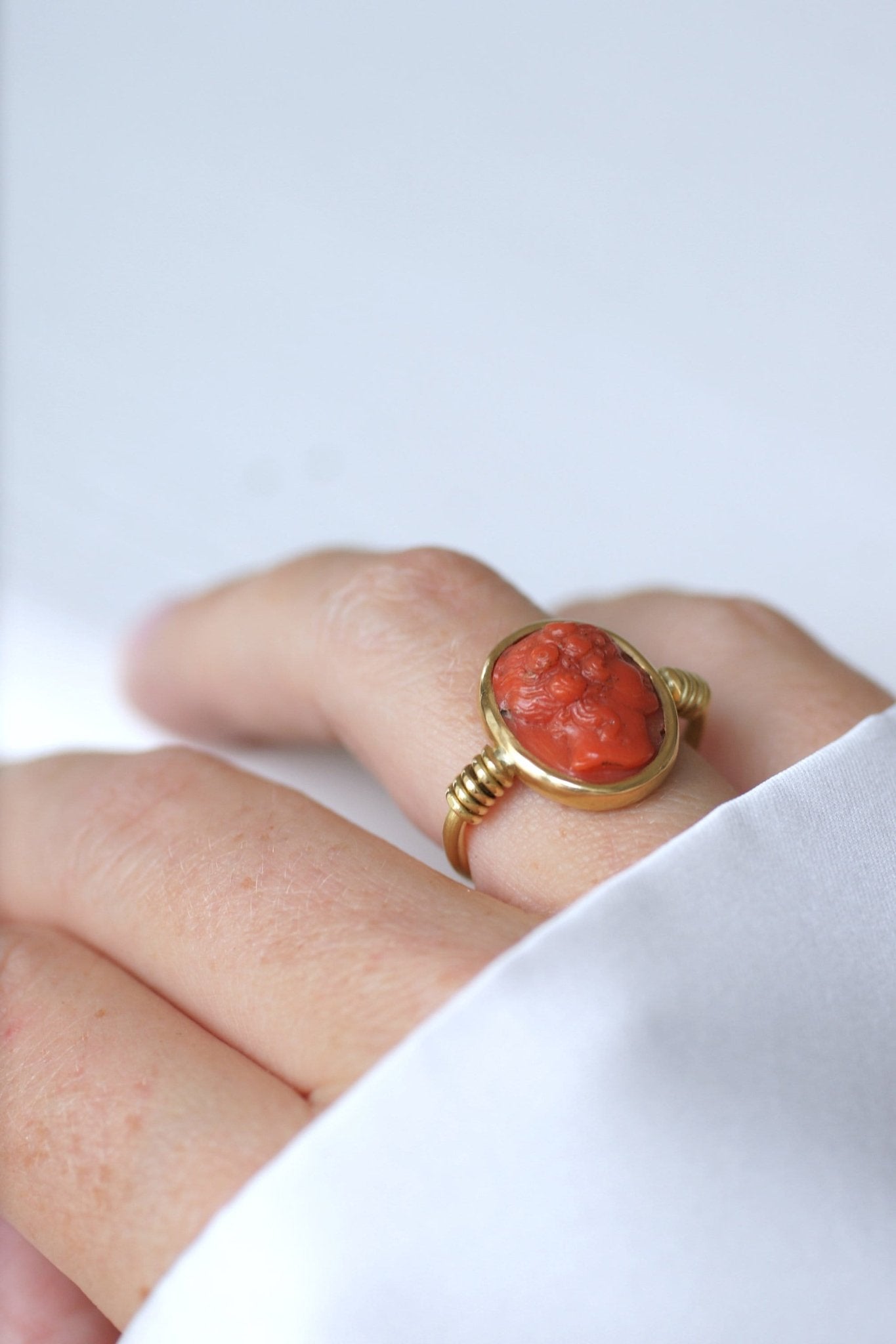 Coral cameo rings deals