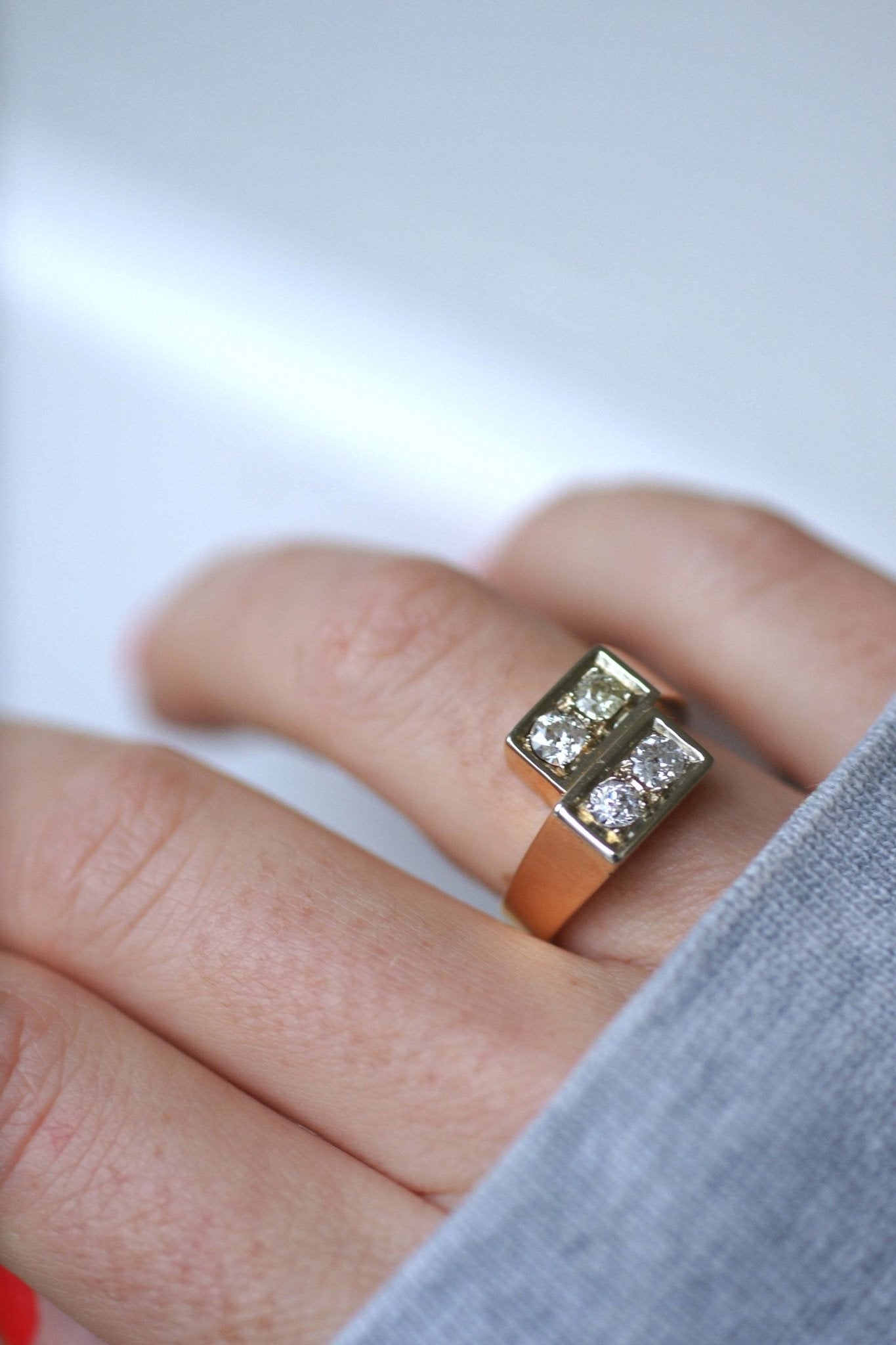 Ring You and Me in rose gold platinum diamonds Penelope Gallery