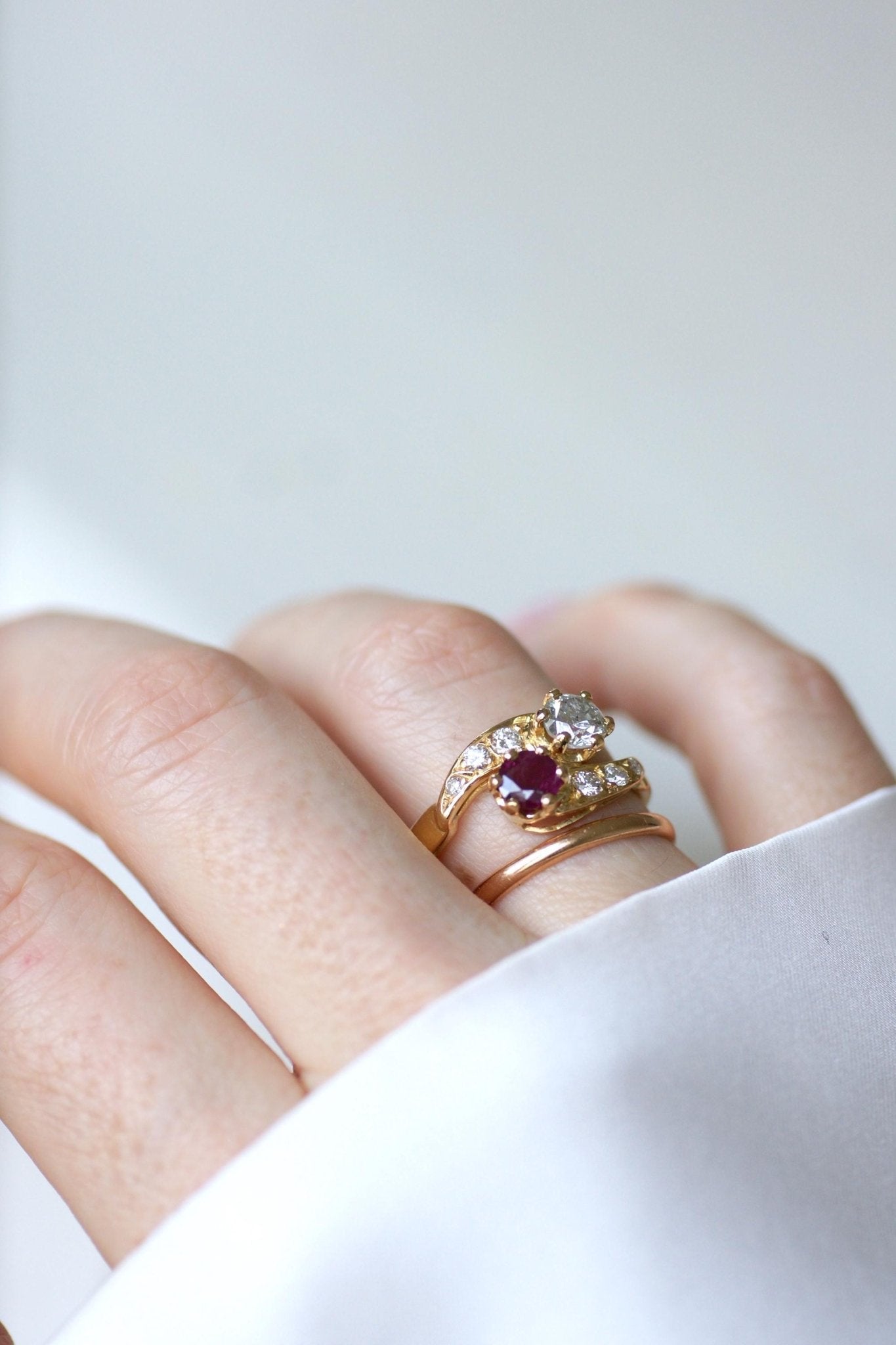 Bague Toi Et Moi En Or Jaune 18k Avec Diamants - Occasion à Remonter