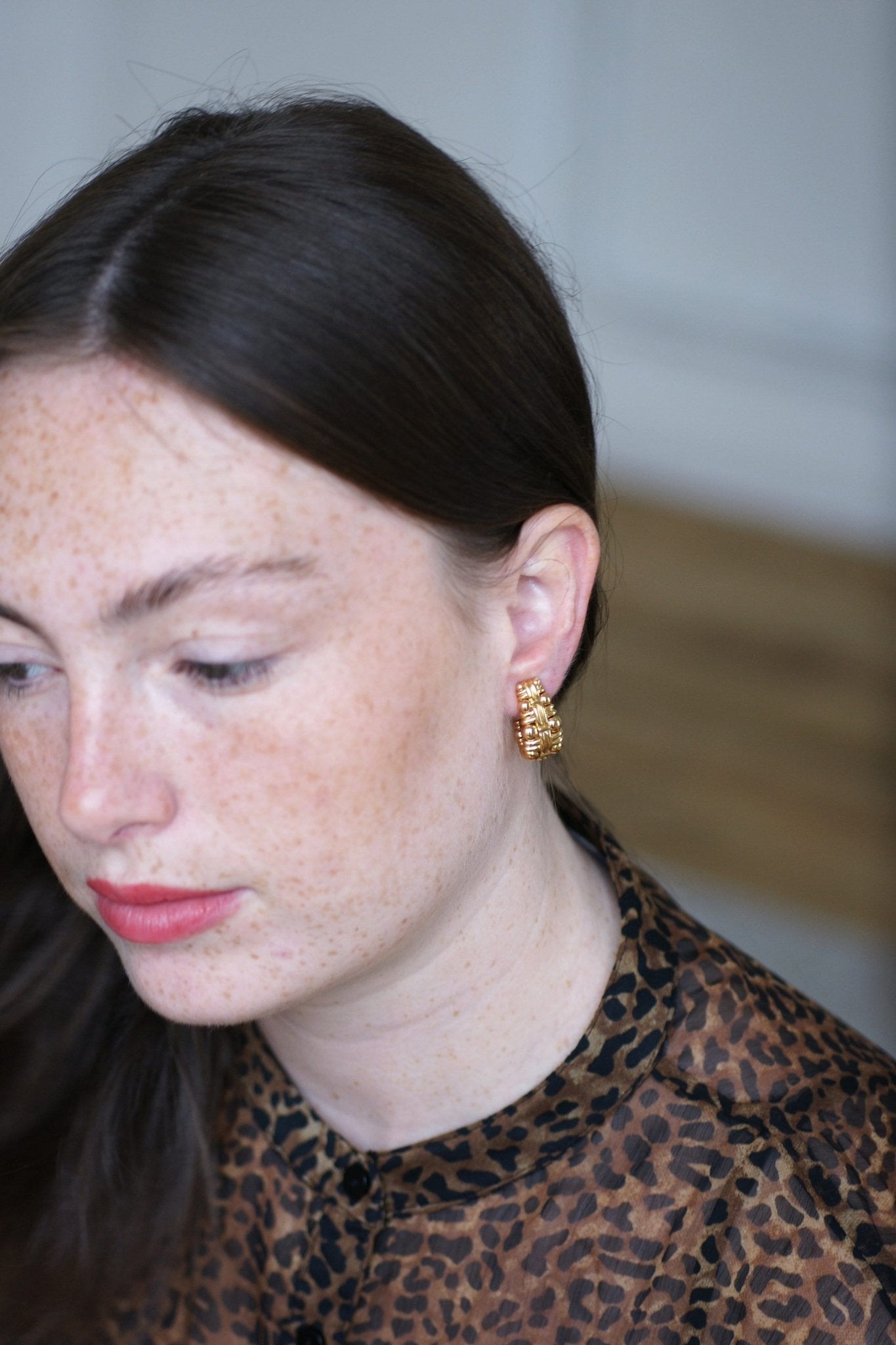 boucles d'oreilles percées bijou vintage cristaux diamant couleur or