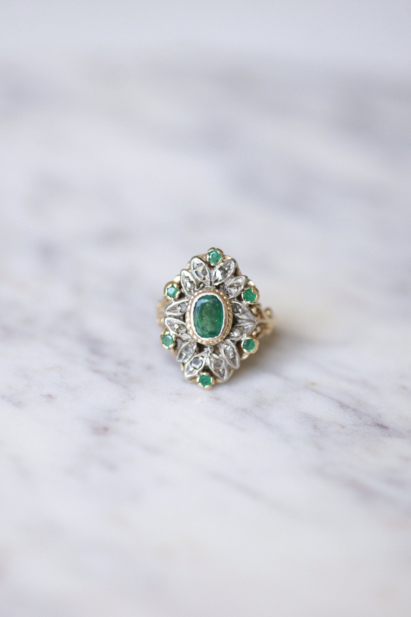 Bague Argent Sterling 925 - Diamant Naturel Style Victorien - Taille 7 - Cadeau Fête Des Mères - Neuf Sans Boîte