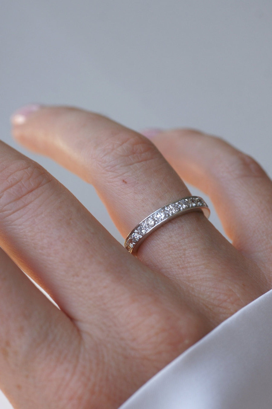 Art Deco Platinum Diamond Wedding Ring - Galerie Pénélope