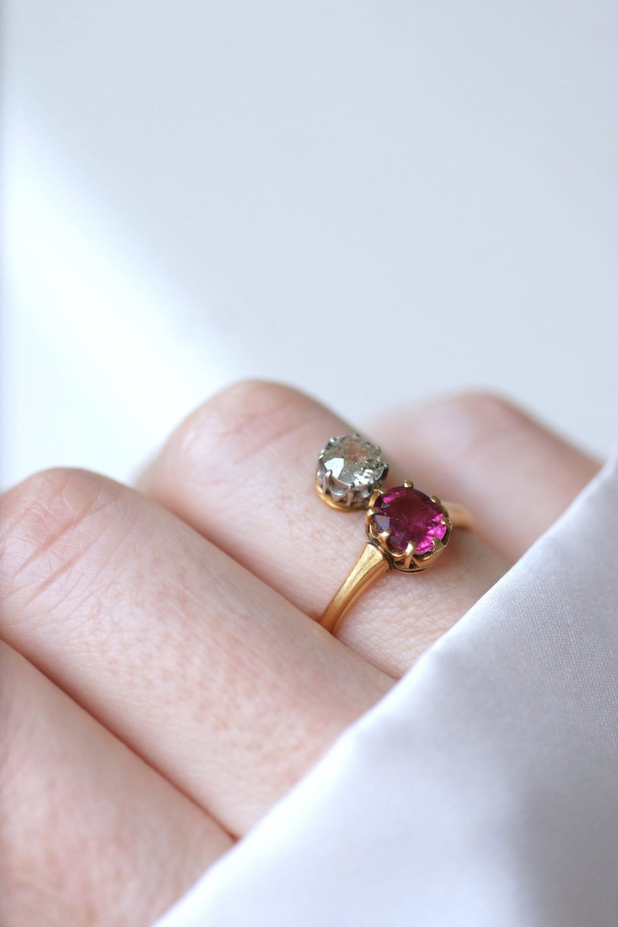 Diamond and pink tourmaline aigrette ring - Galerie Pénélope