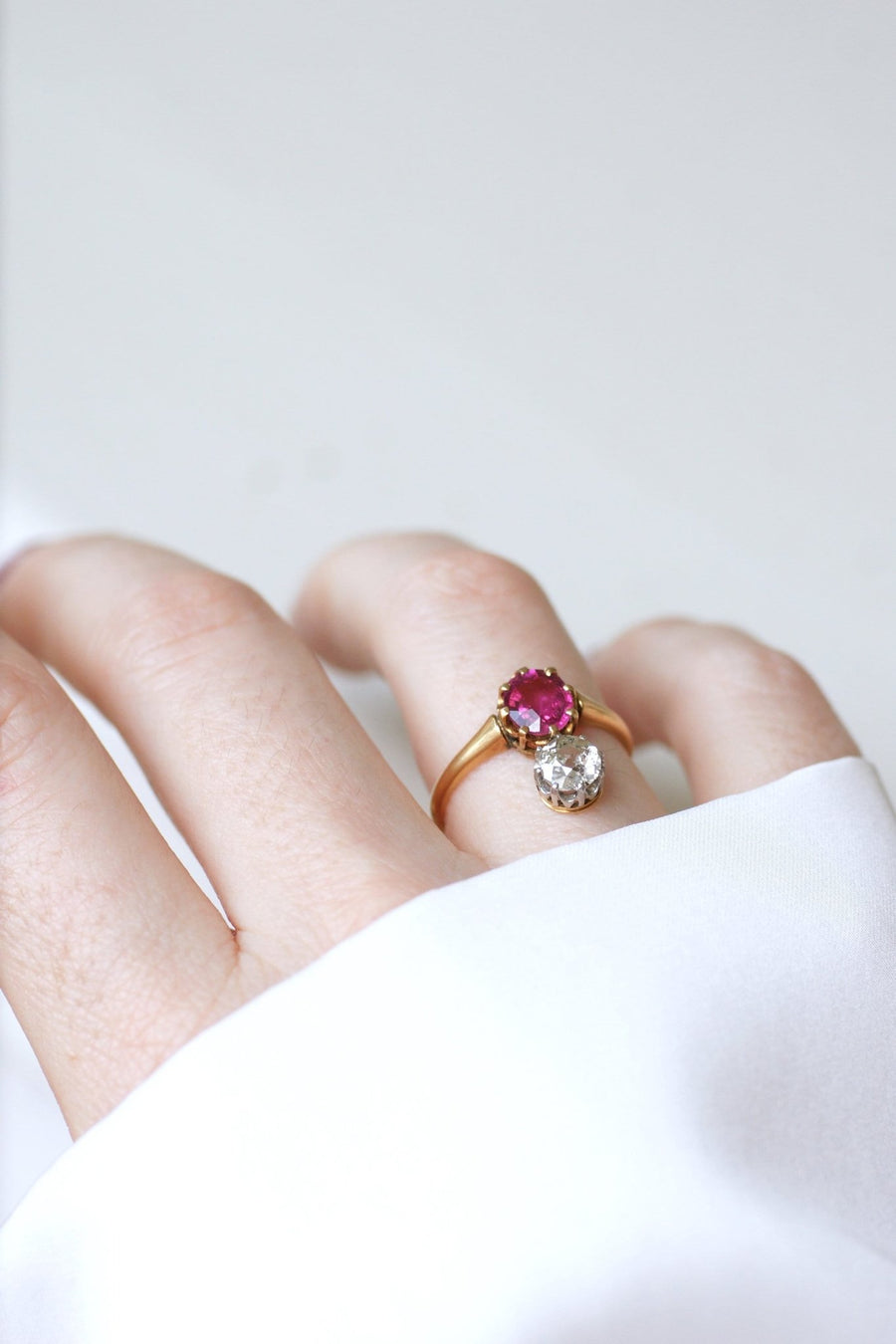 Diamond and pink tourmaline aigrette ring - Galerie Pénélope