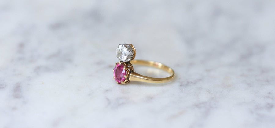 Diamond and pink tourmaline aigrette ring - Galerie Pénélope