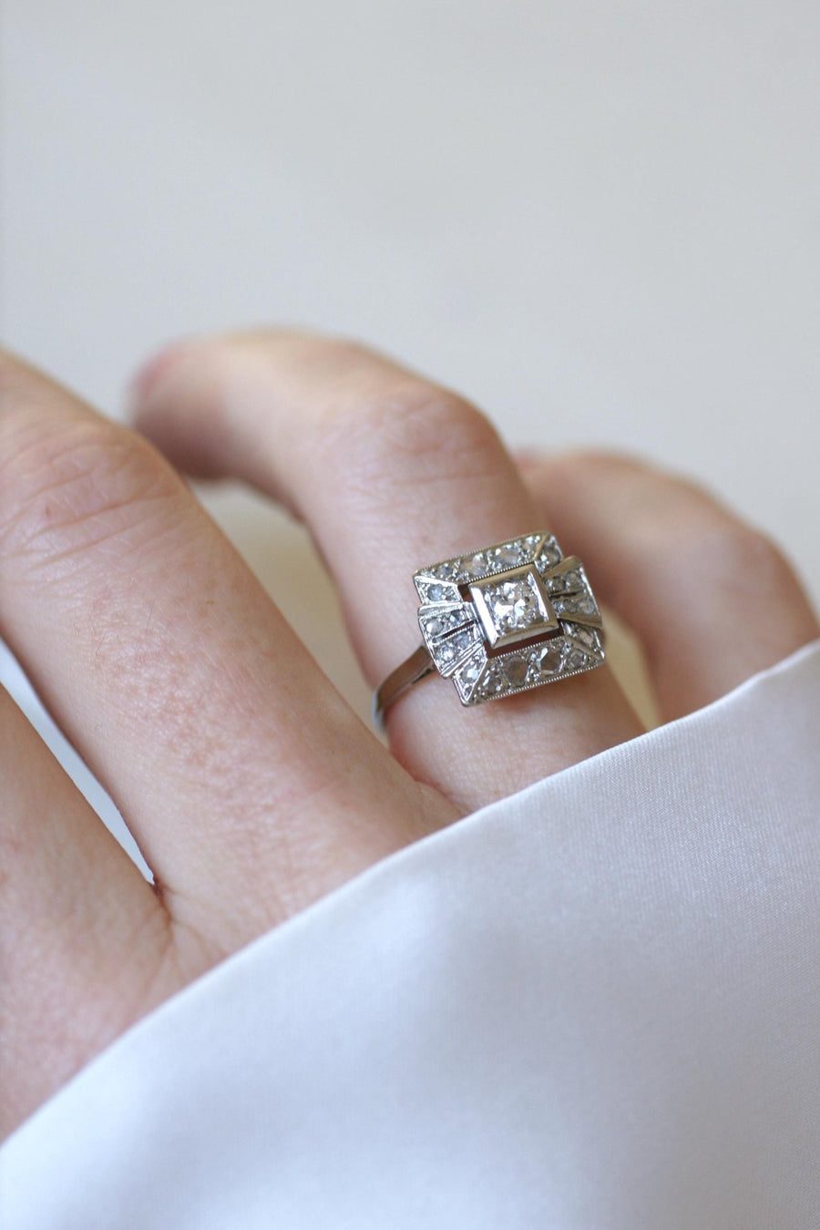 Square Art Deco Diamond Ring - Galerie Pénélope