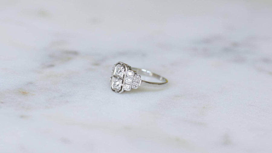 Art Deco Diamonds on Platinum Ring - Galerie Pénélope