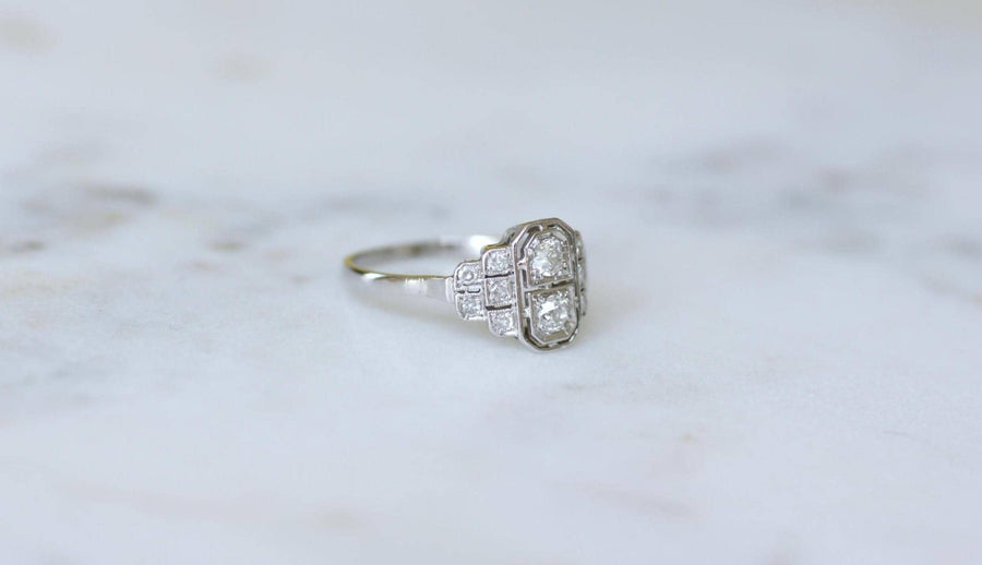 Art Deco Diamonds on Platinum Ring - Galerie Pénélope