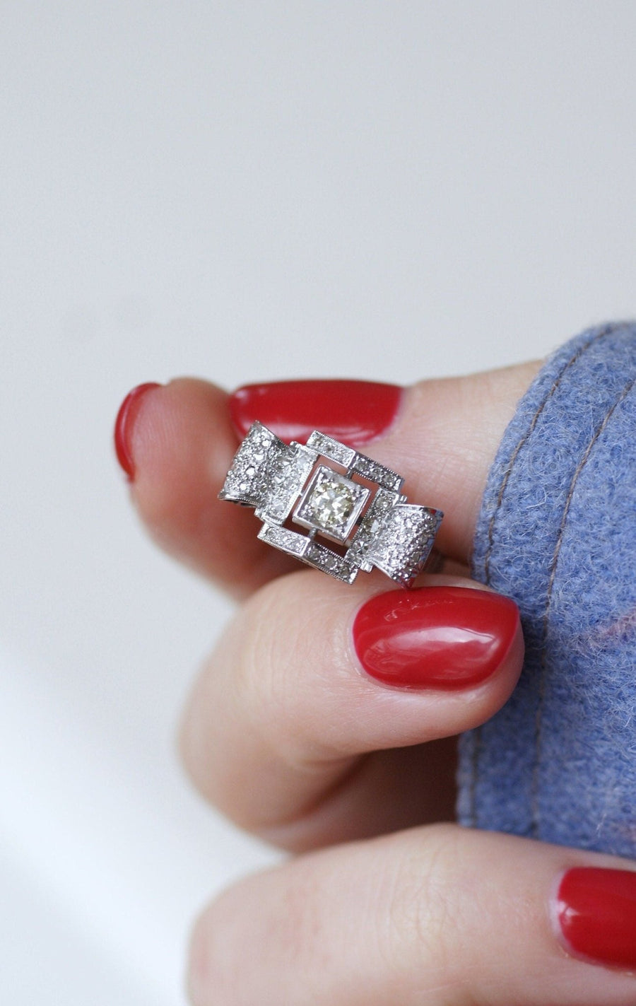 Art Deco Geometric Diamond Ring - Galerie Pénélope