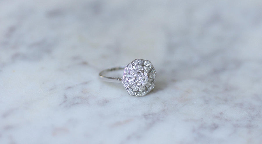 Octagonal Art Deco Diamond Ring - Galerie Pénélope