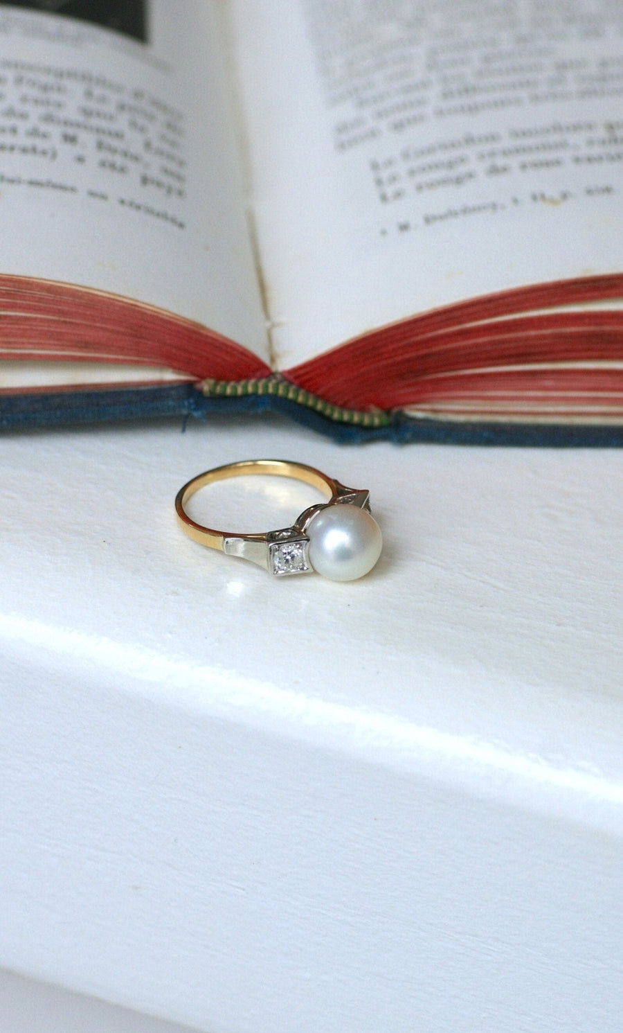 Art Deco Pearl and Diamond Ring - Galerie Pénélope