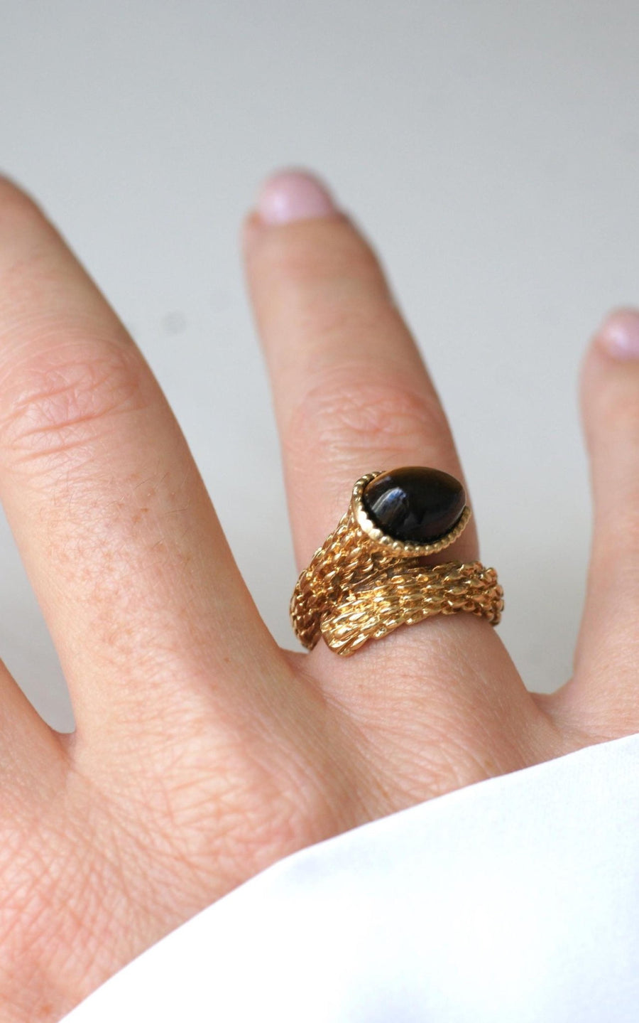 Boucheron Yellow Gold Bohemian Snake and Tiger Eye Ring - Galerie Pénélope