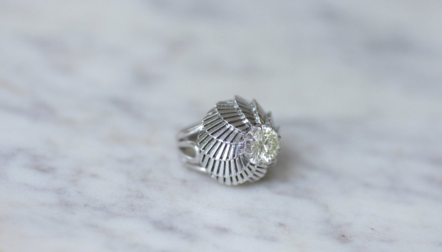 Spiral Ball Ring 1.25 Carats Diamond on Platinum - Galerie Pénélope