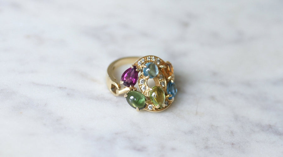 Bvlgari Astrale yellow gold, gemstones and diamonds ring - Galerie Pénélope