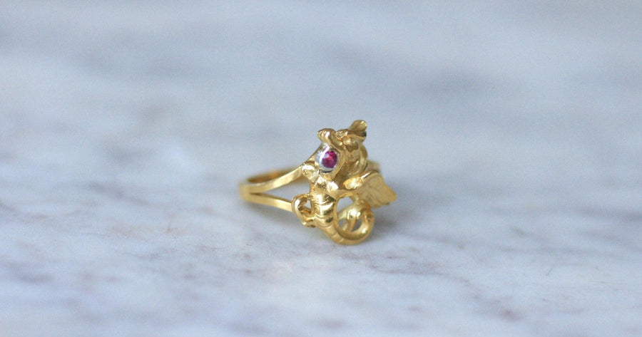 Yellow Gold and Ruby Chimera Ring - Galerie Pénélope