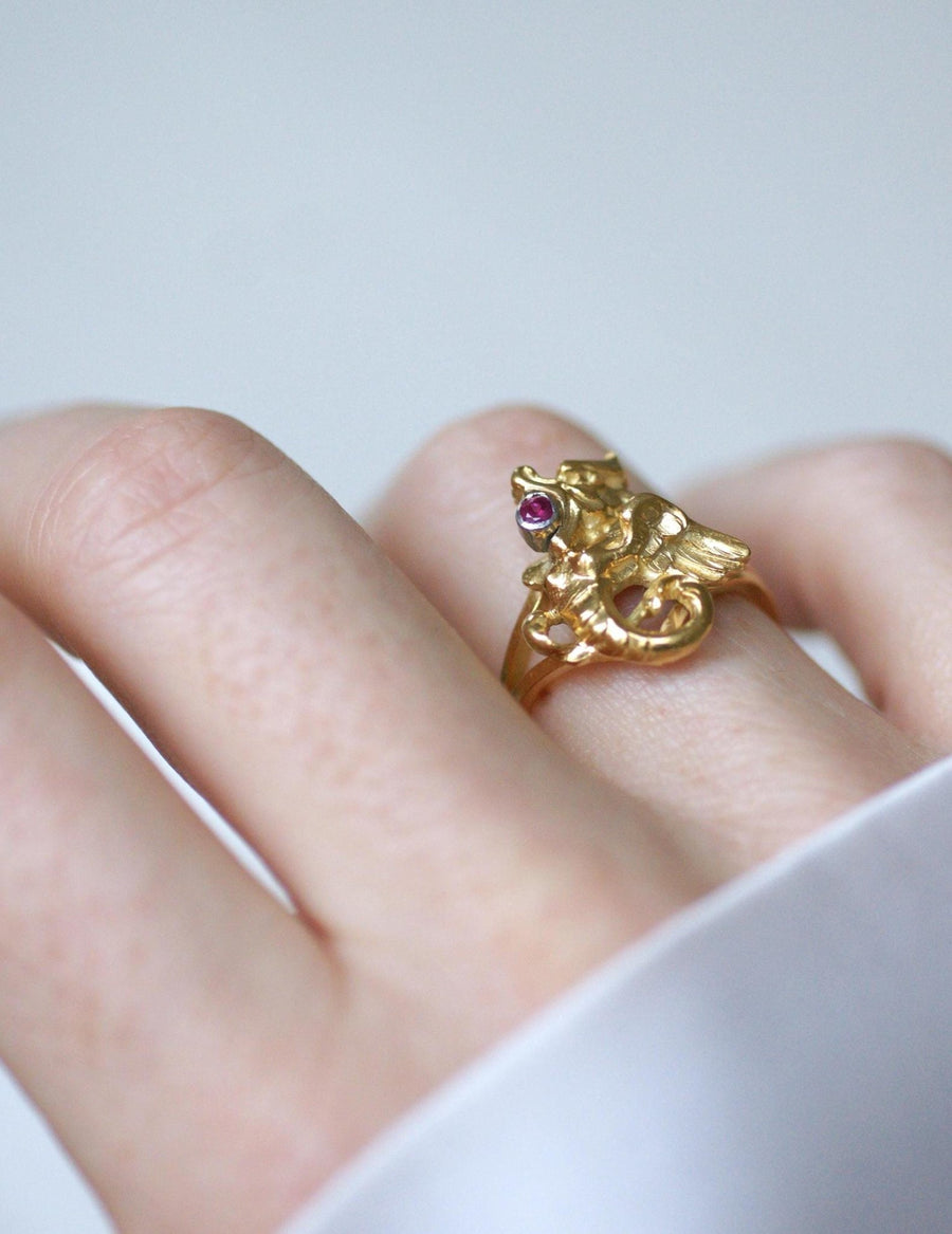 Yellow Gold and Ruby Chimera Ring - Galerie Pénélope