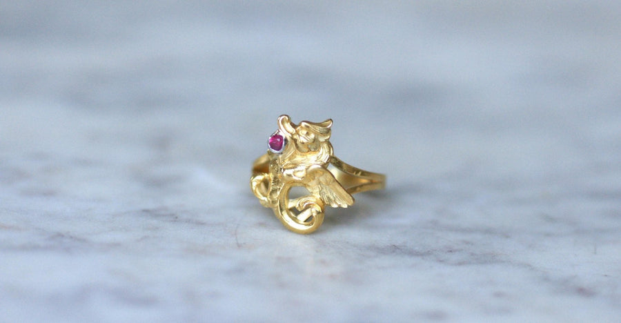 Yellow Gold and Ruby Chimera Ring - Galerie Pénélope