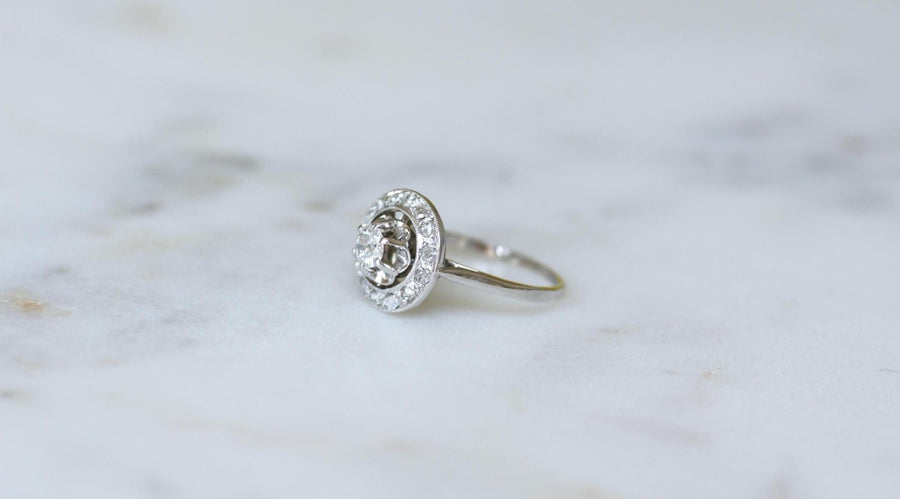 Art Deco Diamond Target Ring on Platinum and White Gold - Galerie Pénélope