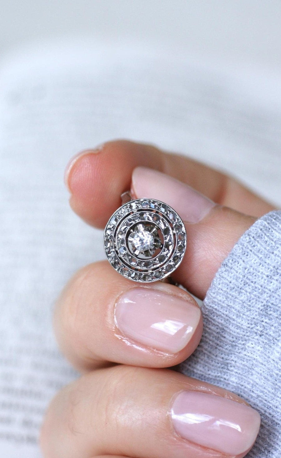 Art Deco Diamond Round Target Ring - Galerie Pénélope