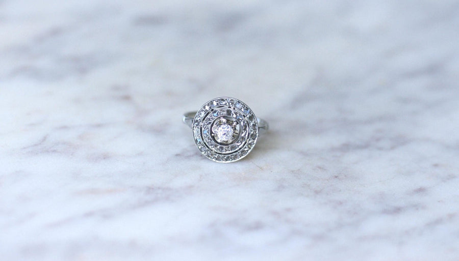 Art Deco Diamond Round Target Ring - Galerie Pénélope