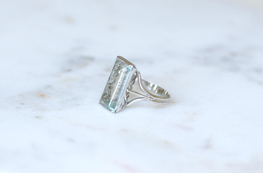 Aquamarine Cocktail Ring 8.00 Cts in White Gold - Galerie Pénélope