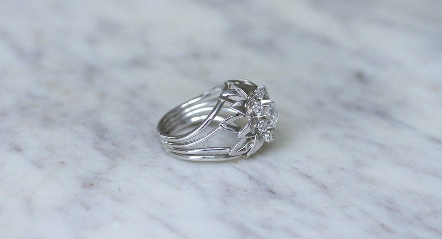 White Gold & Platinum Diamond Cocktail Ring - Galerie Pénélope