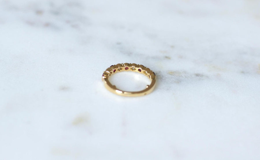 Ruby and Diamond Half Wedding Ring on Yellow Gold - Galerie Pénélope