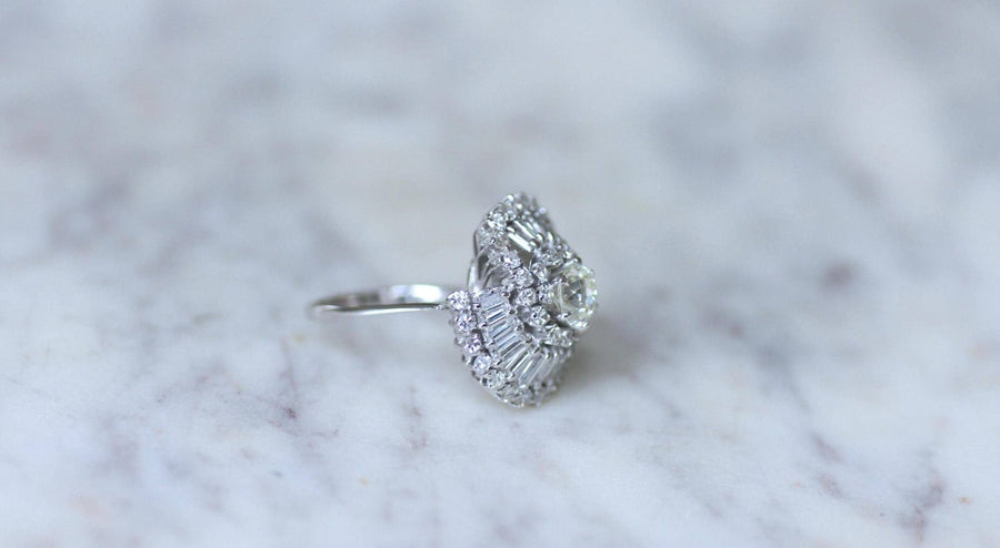 Baguette Diamond Skirt Ring 3.34 Cts White Gold - Galerie Pénélope