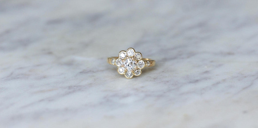 Marguerite Ring Diamonds 1.80 Cts Yellow Gold - Galerie Pénélope