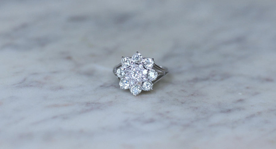 Daisy Ring Diamonds 2.10 Cts White Gold - Galerie Pénélope