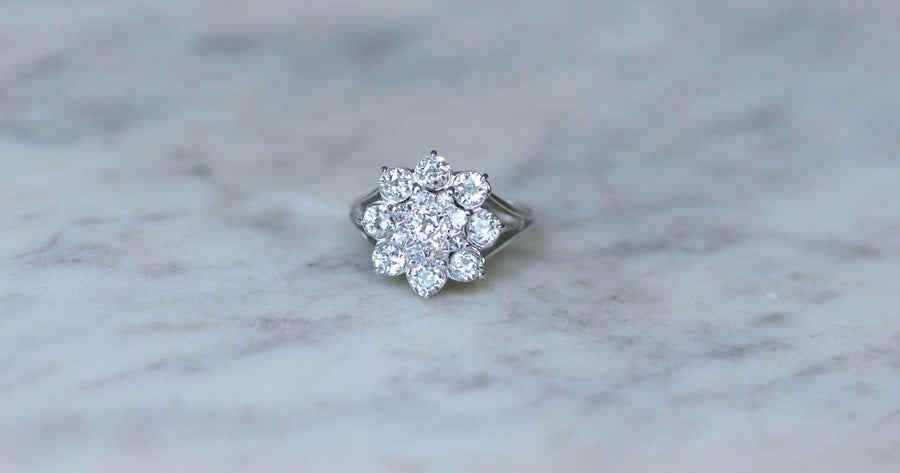 Daisy Ring Diamonds 2.10 Cts White Gold - Galerie Pénélope