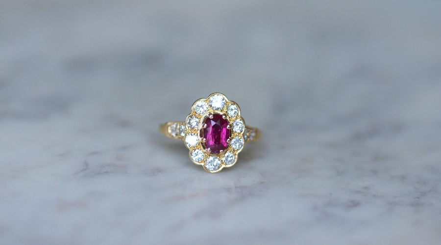 Marguerite Oval Ruby and Diamond Ring - Galerie Pénélope