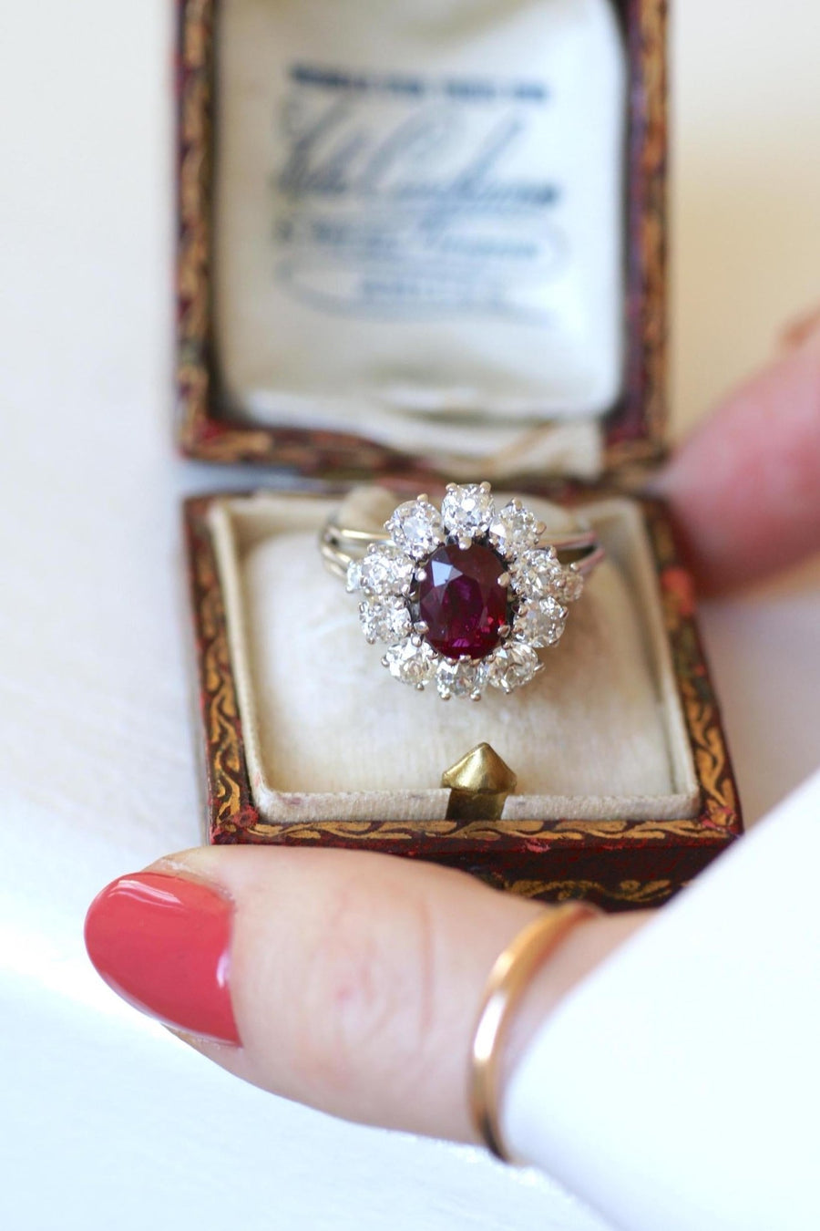 Daisy Ring Unheated Birman Ruby 1.60 Cts and Diamonds - Galerie Pénélope