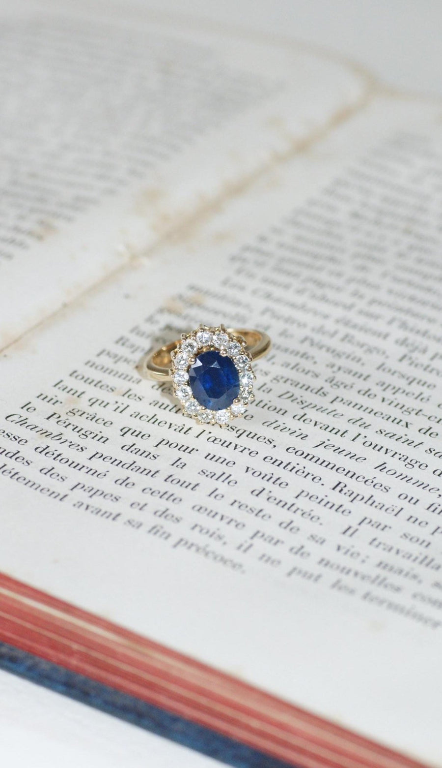 Marguerite Ring Sapphire and Diamonds on Yellow Gold - Galerie Pénélope