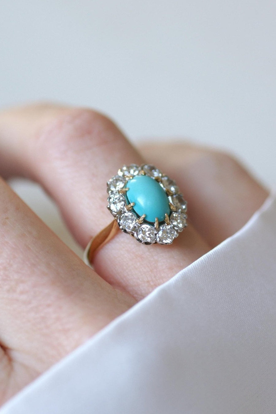 Marguerite Turquoise and Diamond Ring - Galerie Pénélope