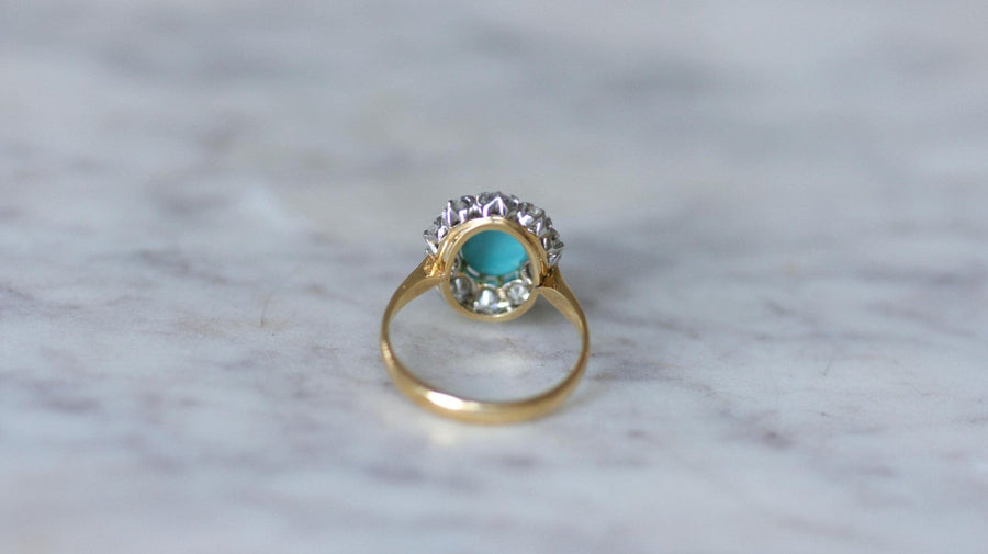 Marguerite Turquoise and Diamond Ring - Galerie Pénélope