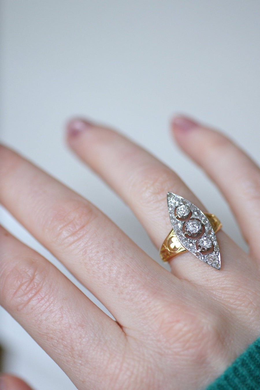 Marquise clover diamond ring - Galerie Pénélope