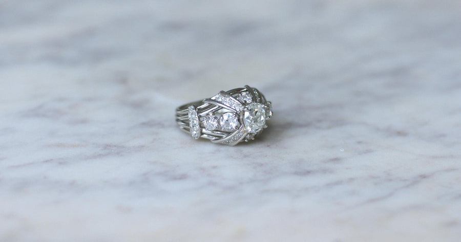 Mauboussin Cushion Diamond Ring 1.57 Cts in Platinum - Galerie Pénélope