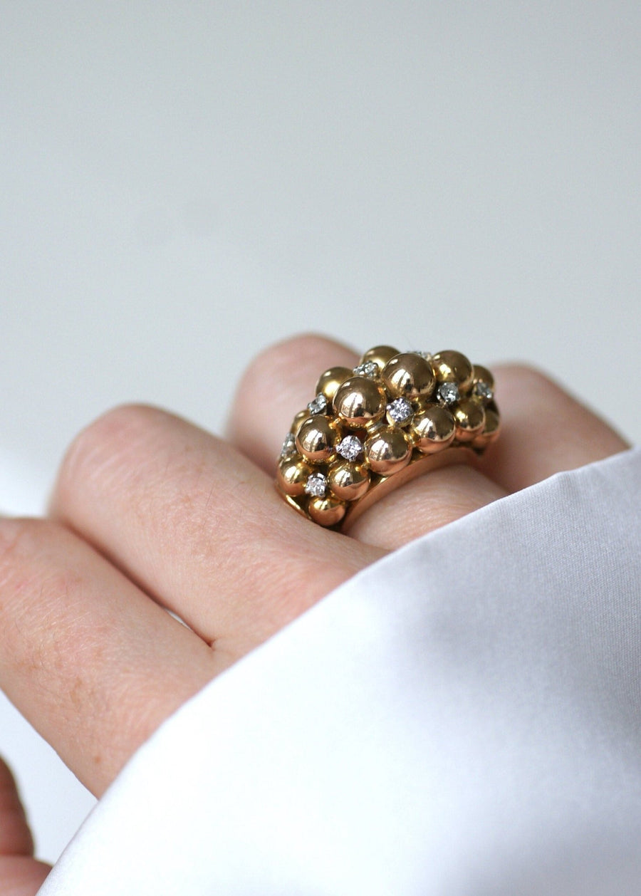 Multi-Ball Rose Gold and Diamond Ring - Galerie Pénélope