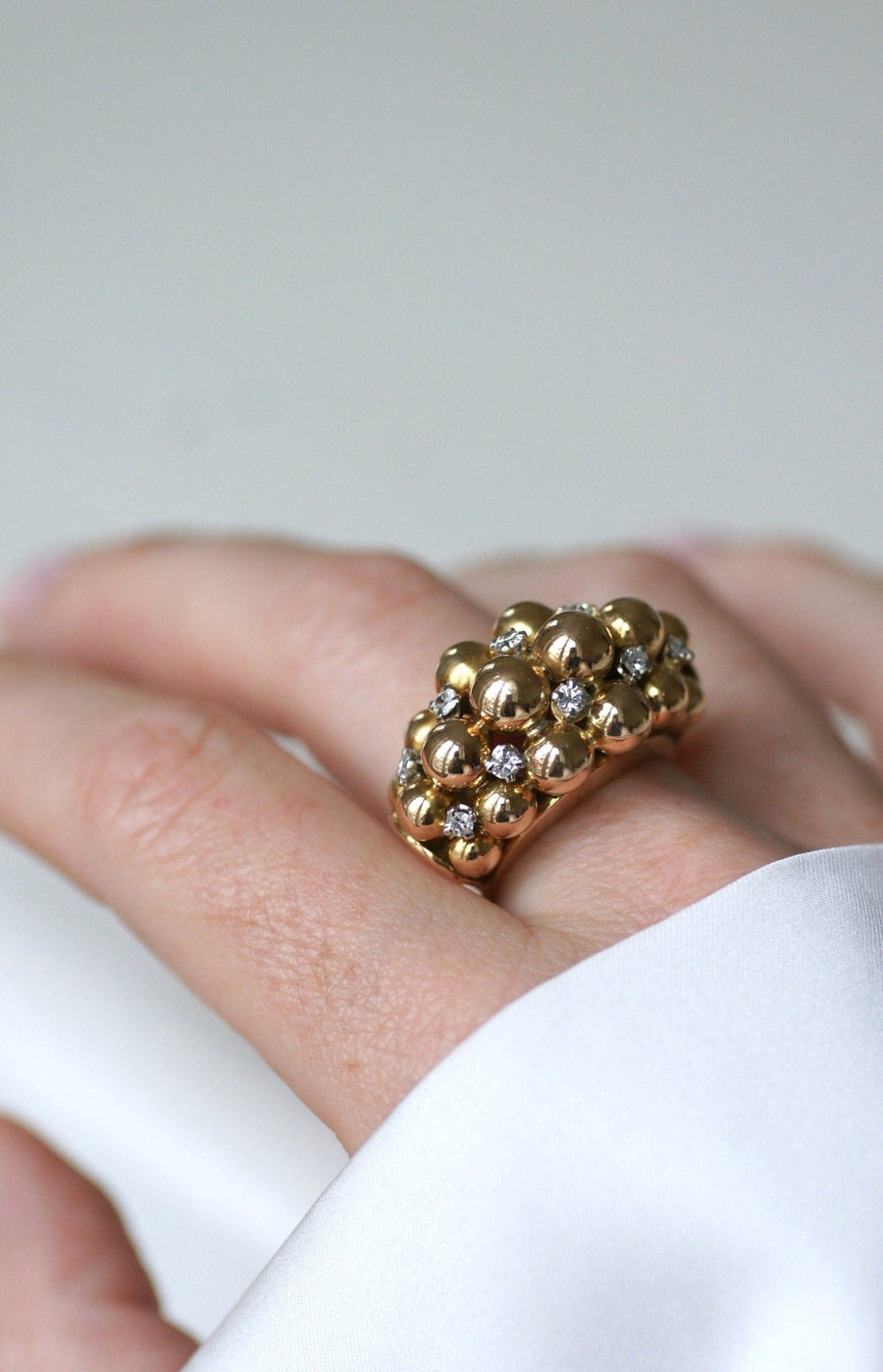 Multi-Ball Rose Gold and Diamond Ring - Galerie Pénélope