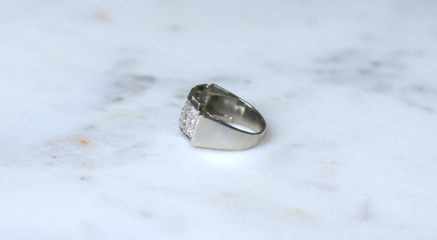 Art Deco Staircase Ring Diamonds on Platinum - Galerie Pénélope