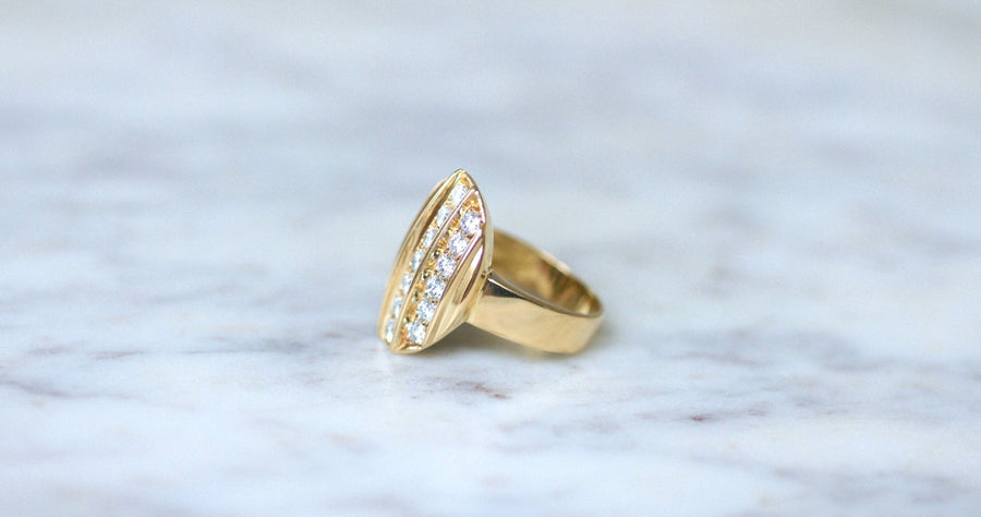 Yellow Gold Diamond Plate Ring - Galerie Pénélope