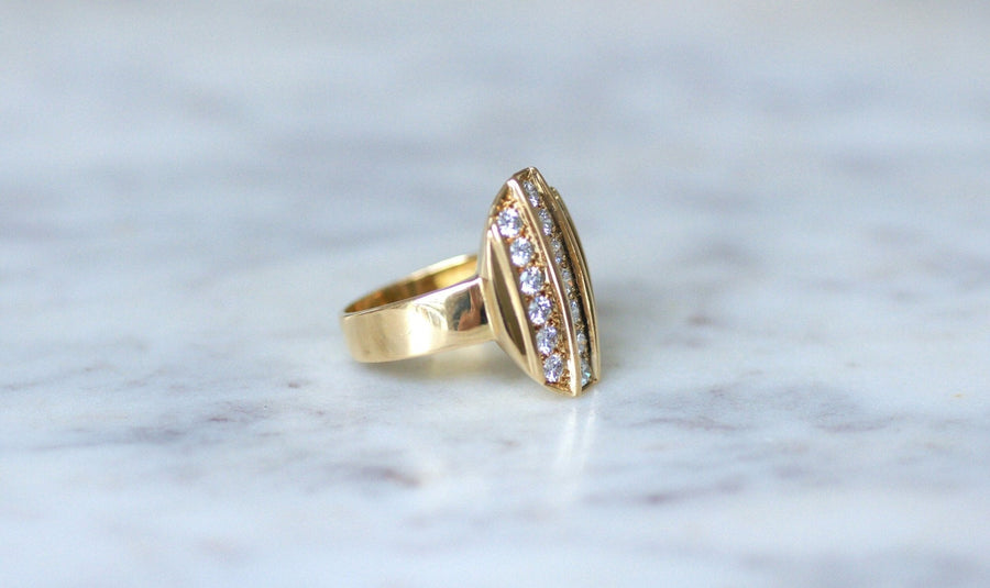 Yellow Gold Diamond Plate Ring - Galerie Pénélope