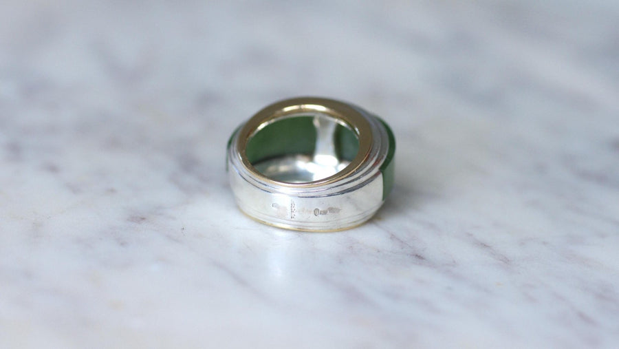 Puiforcat ring by André Vassort Jade on Gold and Silver - Galerie Pénélope