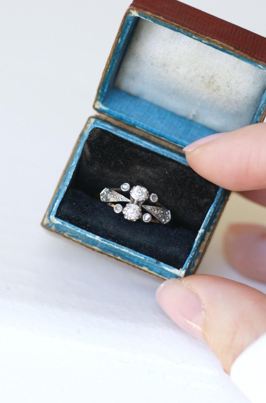 Toi et Moi Platinum Rose Gold Diamond Ring - Galerie Pénélope
