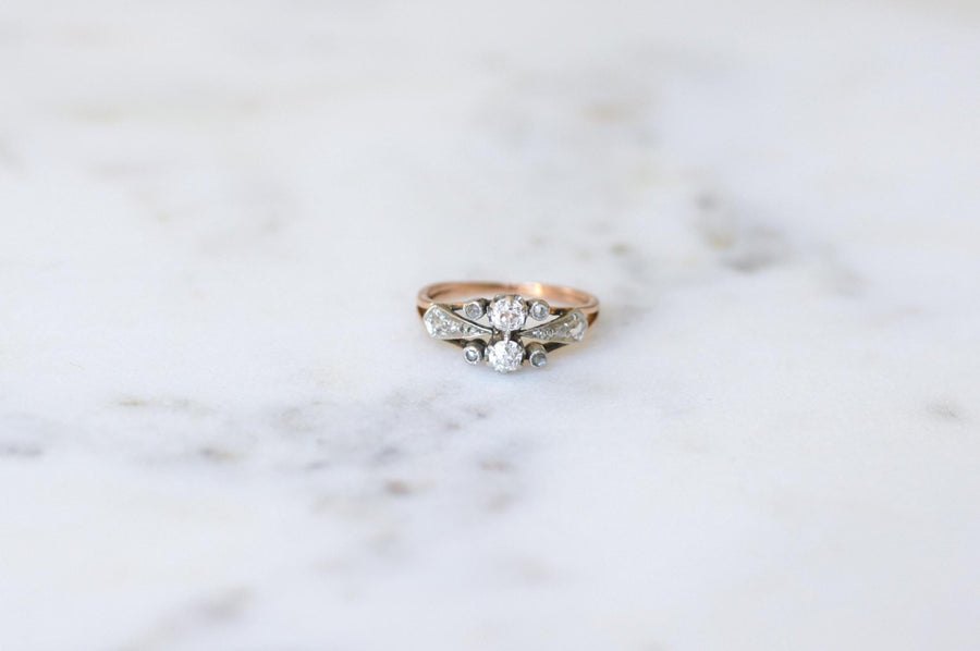 Toi et Moi Platinum Rose Gold Diamond Ring - Galerie Pénélope