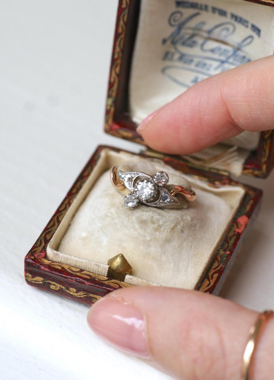 Toi et Moi Ring Diamonds on Rose Gold and Platinum - Galerie Pénélope