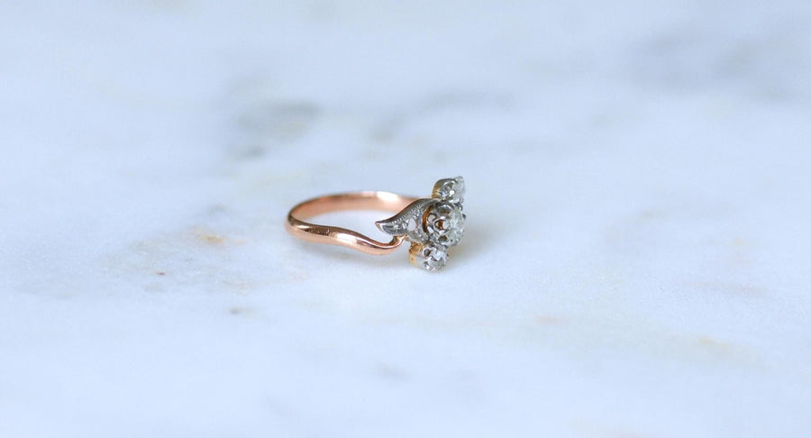 Toi et Moi Ring Diamonds on Rose Gold and Platinum - Galerie Pénélope
