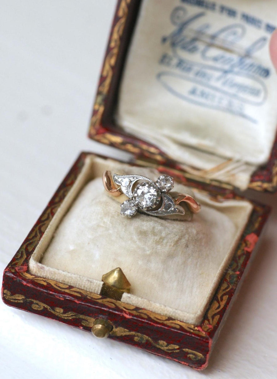 Toi et Moi Ring Diamonds on Rose Gold and Platinum - Galerie Pénélope