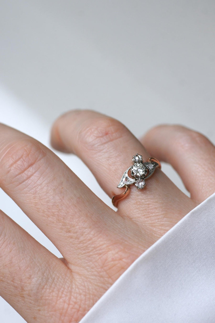 Toi et Moi Ring Diamonds on Rose Gold and Platinum - Galerie Pénélope